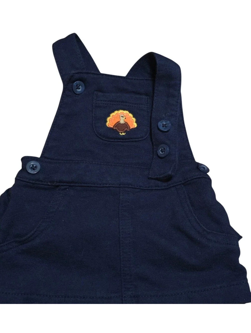 Carter’s Baby Thanksgiving Turkey Ruffle Overall Dress Navy Blue Newborn